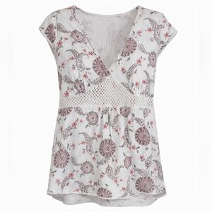 Off White and Pink Paisley Blouse